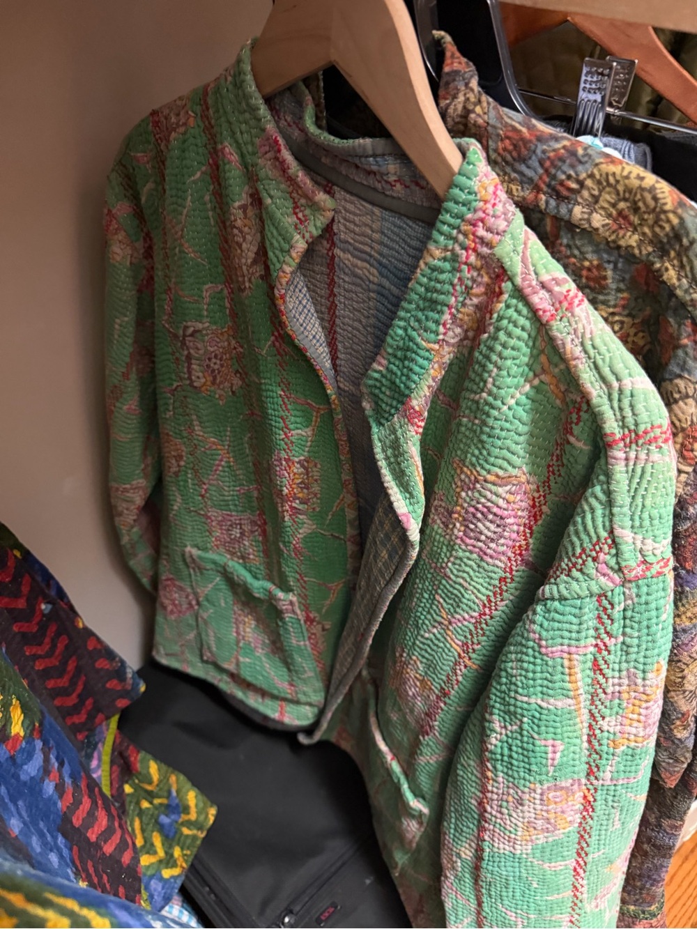 Sapeyka Green Floral Quilted Bomber Jacket - Women's